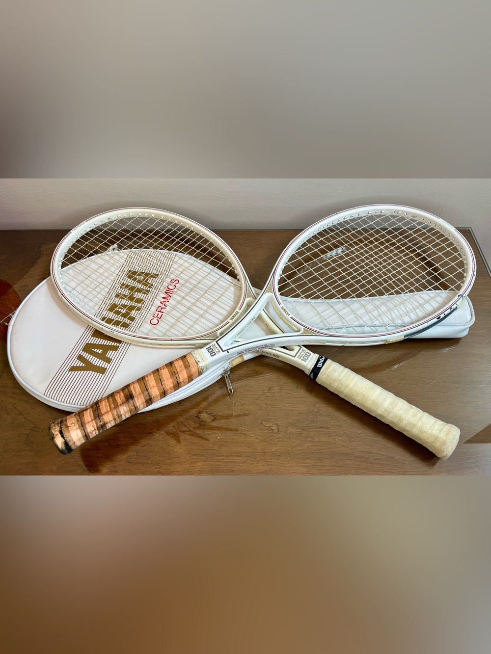 Yamaha Ceramics Series White Gold 100 Tennis Racquets (2), 4-1/2 & 4-5/8, Pair